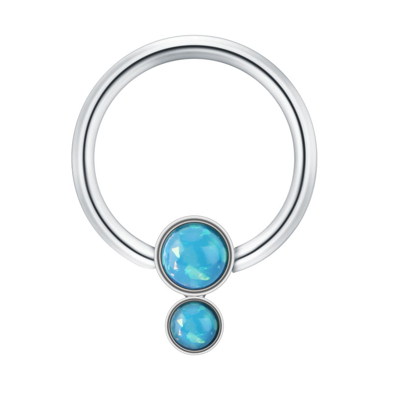 Double Opal 16G 10MM Septum Ring Cartilage Helix Hoop Earring