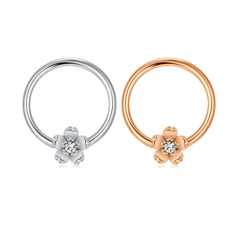 Plum CZ Diamond Septum Nose Ring Cartilage Helix Hoop Earring