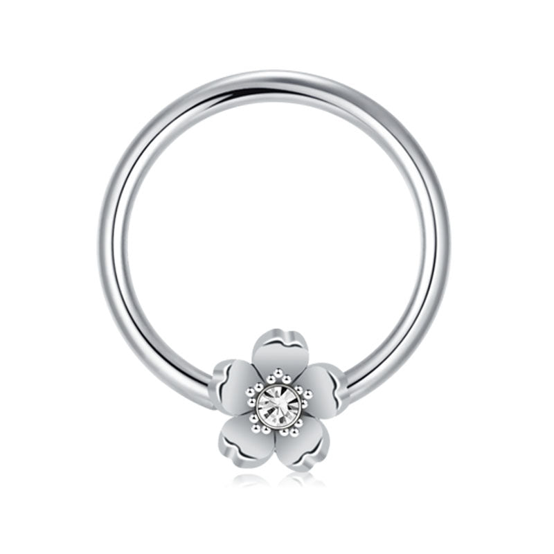 Plum CZ Diamond Septum Nose Ring Cartilage Helix Hoop Earring