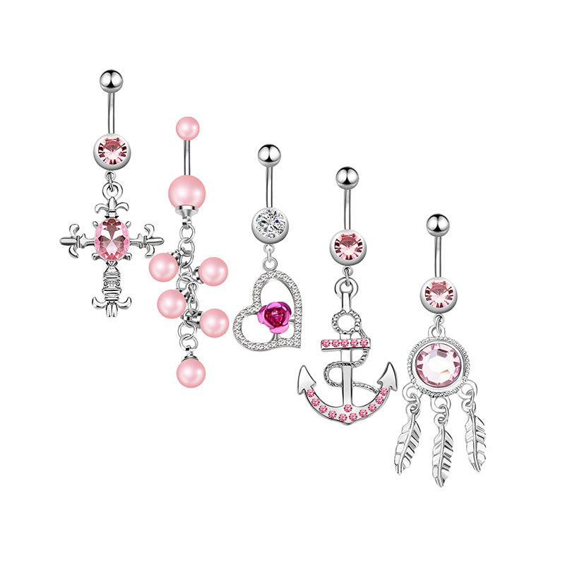 Pink Belly rings set