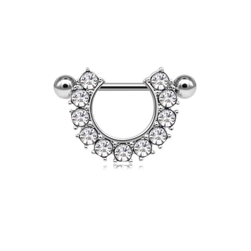 Silver Inlaid CZ Nipple jewellery