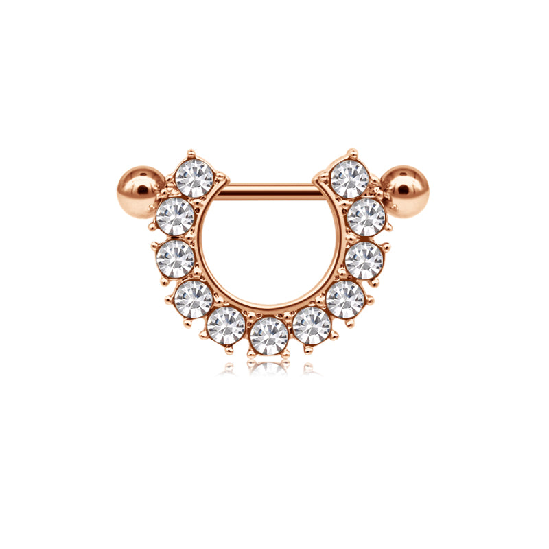 Rose gold Inlaid CZ Nipple jewellery