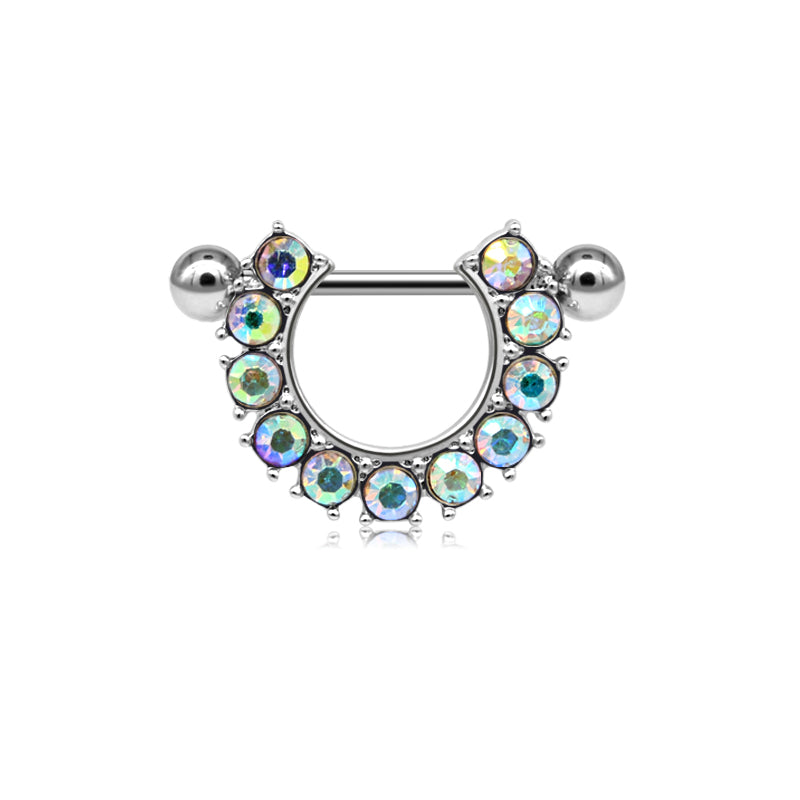 Silver Inlaid AB diamond Nipple jewellery
