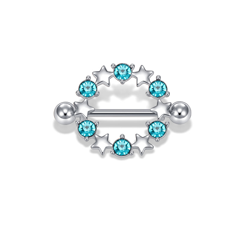 Blue star design Nipple jewellery