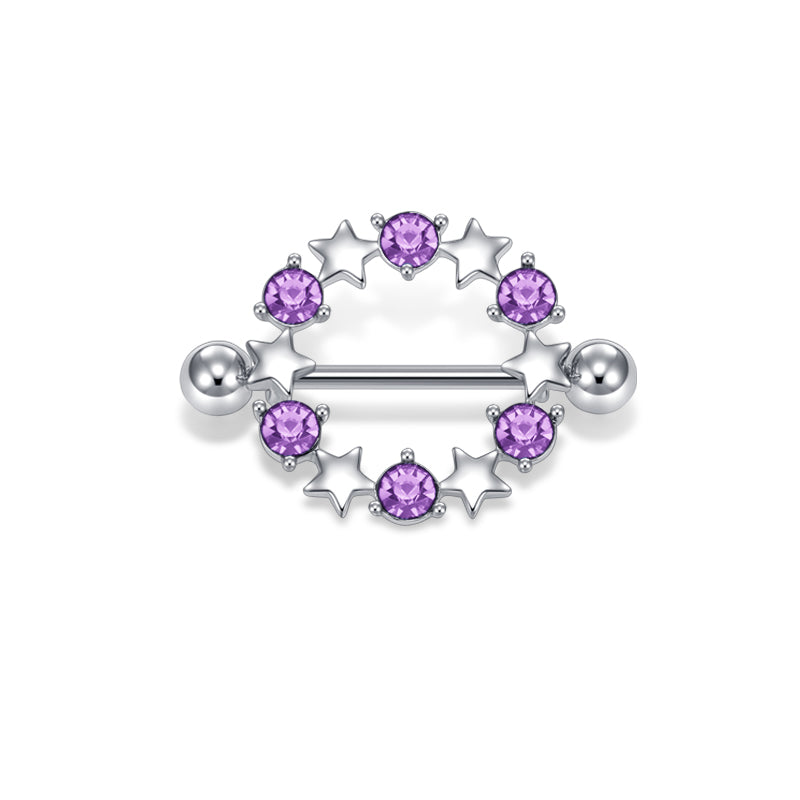 Purple star design Nipple jewellery
