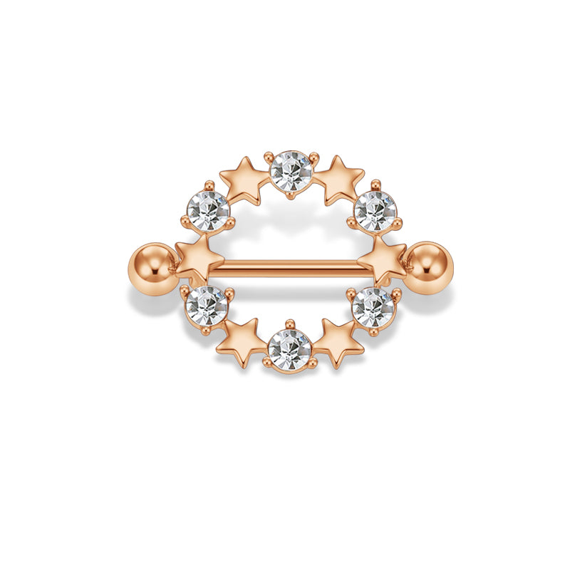 Rose gold star design Nipple jewellery