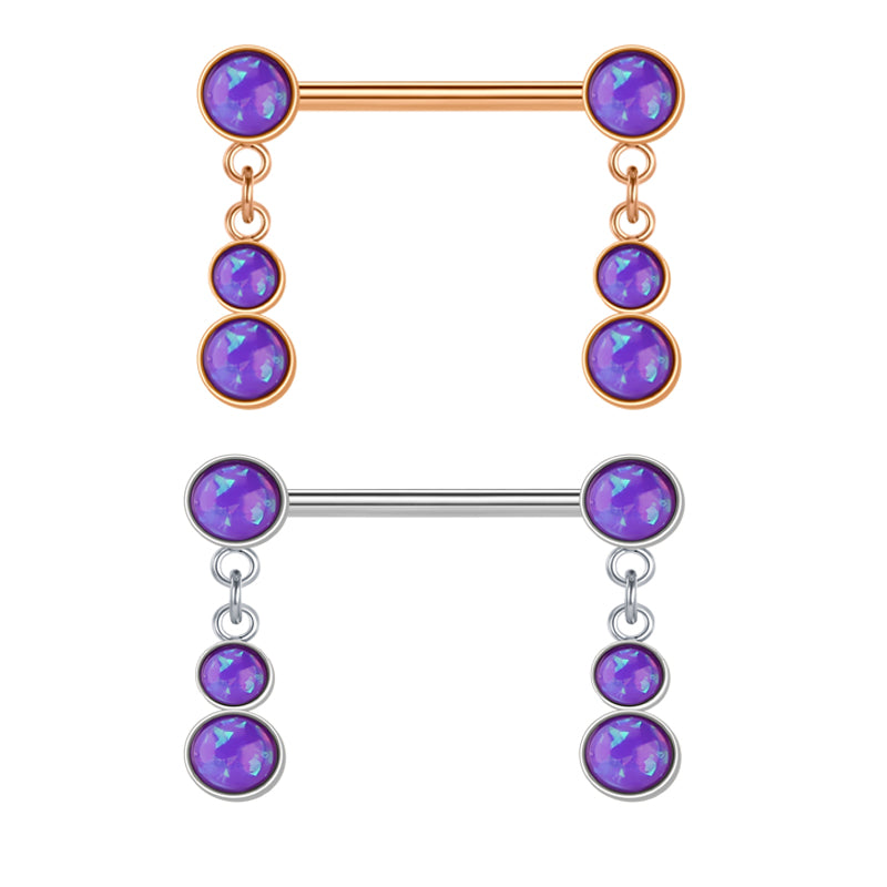 14mm Nipple Rings Straight Barbells Surgical Steel Nipplerings Piercing Jewelry 14g purple Opal