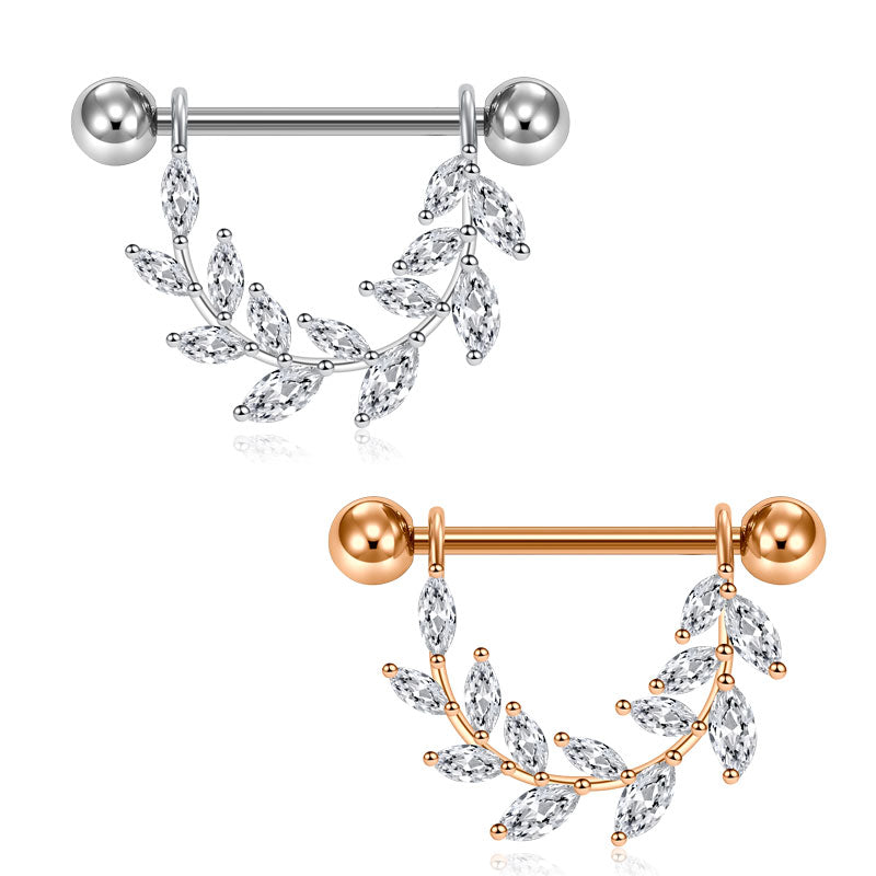 14G Shield Nipple Ring Barbell Rings Bars Body Piercing Jewelry CZ Pink Silver
