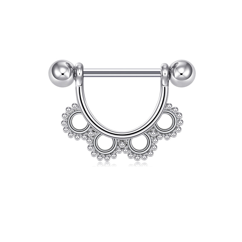 14mm Silver 4 circles Nipple Ring