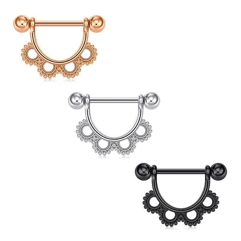 14mm Nipple Ring Set Stainless Steel Nipplerings Shield Piercing Jewellery four circles