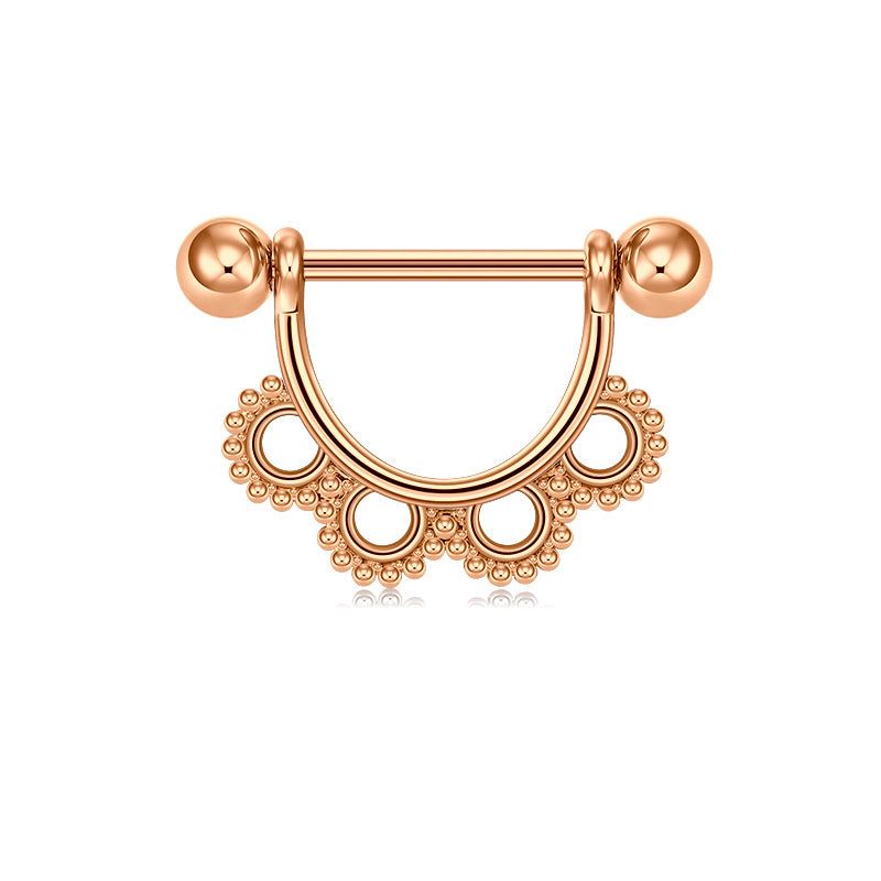 14mm Rose gold 4 circles Nipple Ring