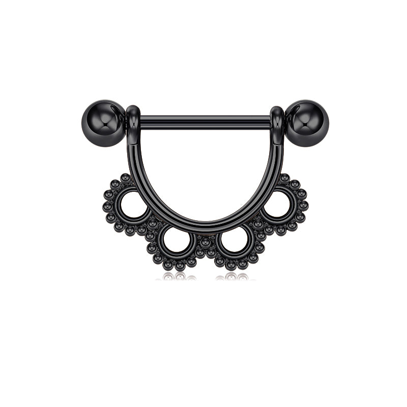 14mm Black 4 circles Nipple Ring