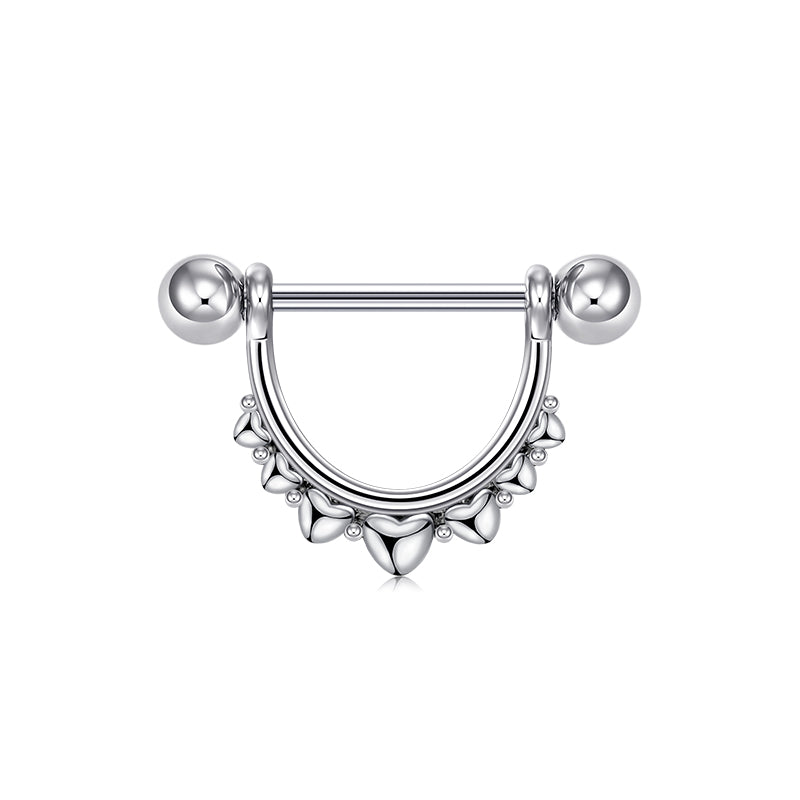 14mm Silver Heart Shape Nipple Ring