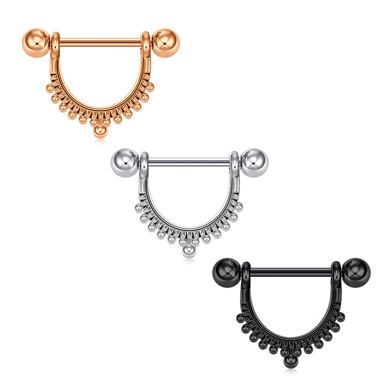14mm Nipple Ring Set Stainless Steel Nipplerings Shield Piercing Jewellery balls dangle