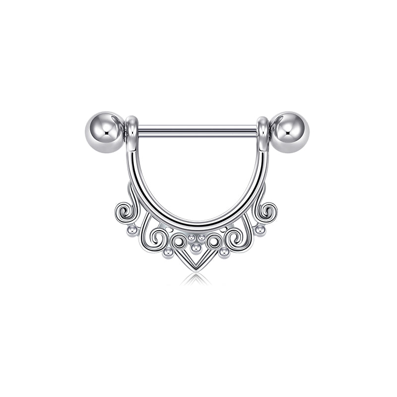 14mm Silver Hollow heart Nipple Ring