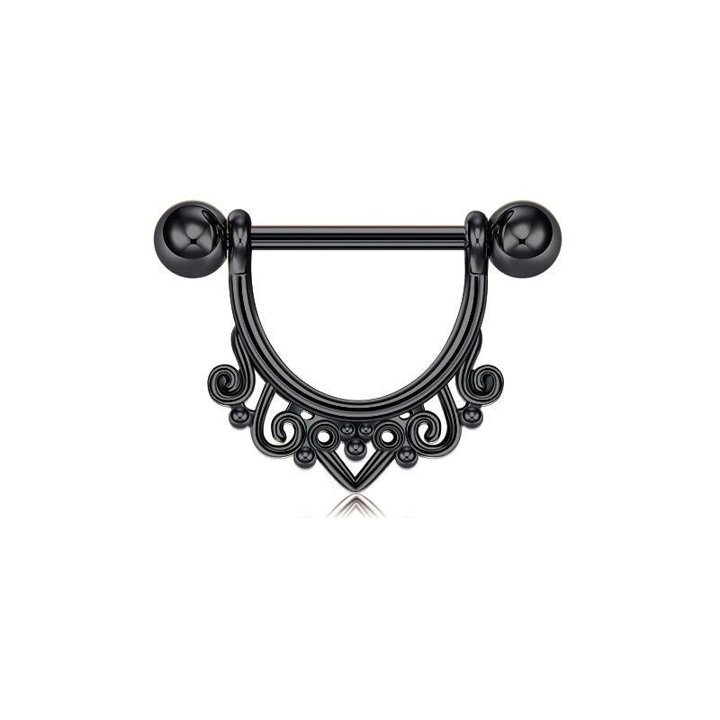 14mm Black Hollow heart Nipple Ring