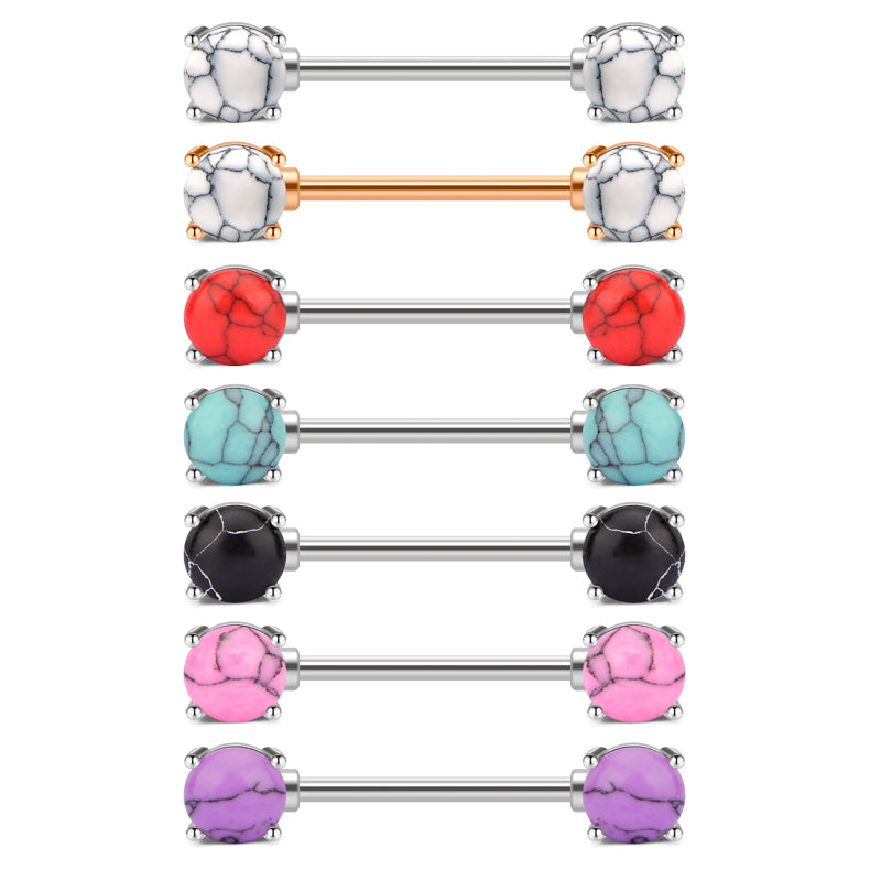 14G 14-16mm Nipple Rings Straight Barbells Pinestone Surgical Steel Nipplerings Piercing Jewelry