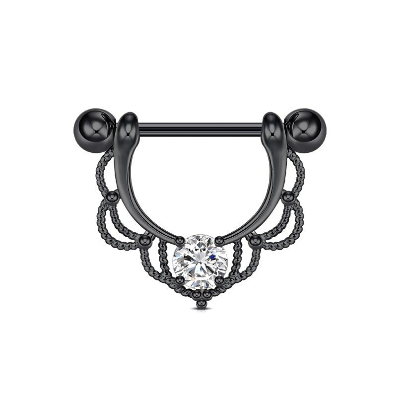 Black 14mm nipple jewellery