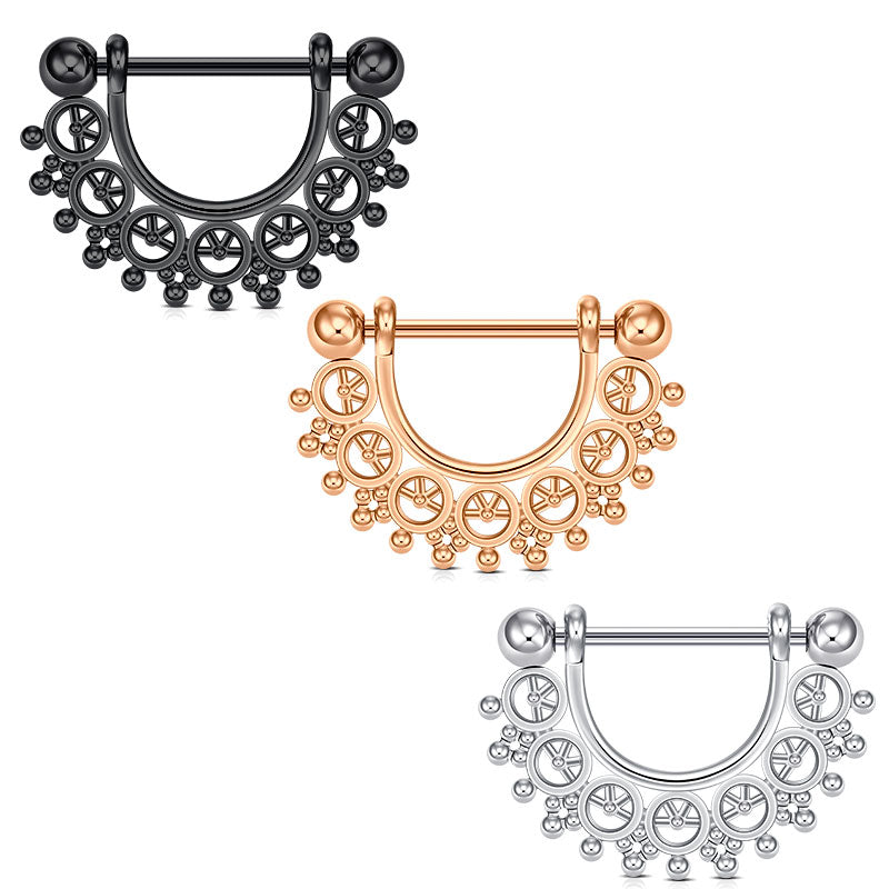 14G Shield Nipple Ring Barbell Rings Bars Body Piercing Jewelry 16mm with Beads
