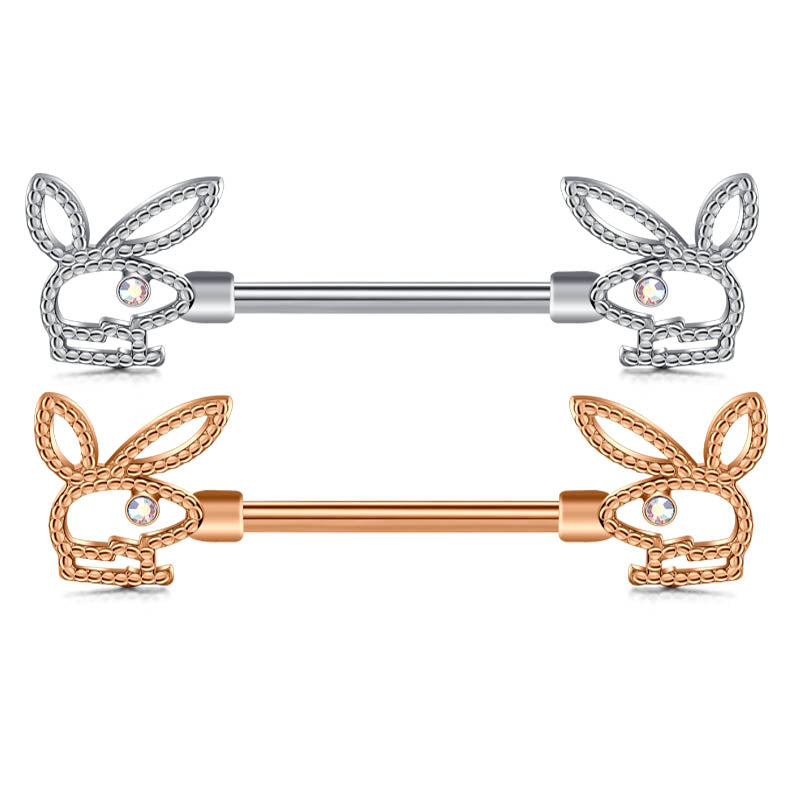 Nipple Rings Stainless Steel Nipplerings Piercing Jewelry for women 14G 16mm Rabbit design