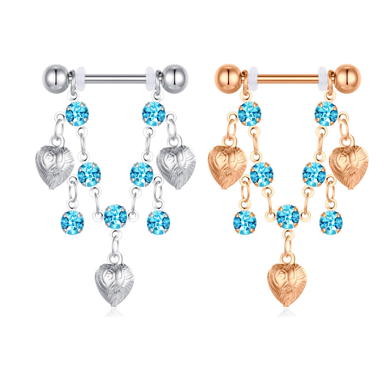 14 Gauge 16mm Shield Nipple Ring Barbell Rings Bars Body Piercing Jewelry with bells shape