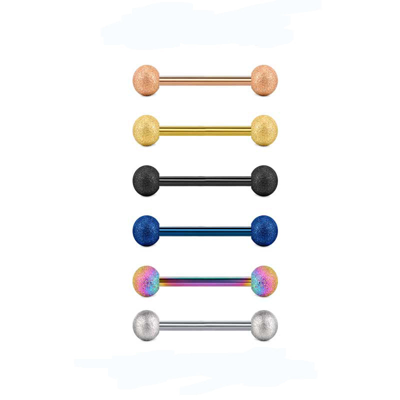 Stainless Steel Tongue Rings Ball Tongue Piercing Tongue Barbells for women 14 Gauge 14-16mm External thread