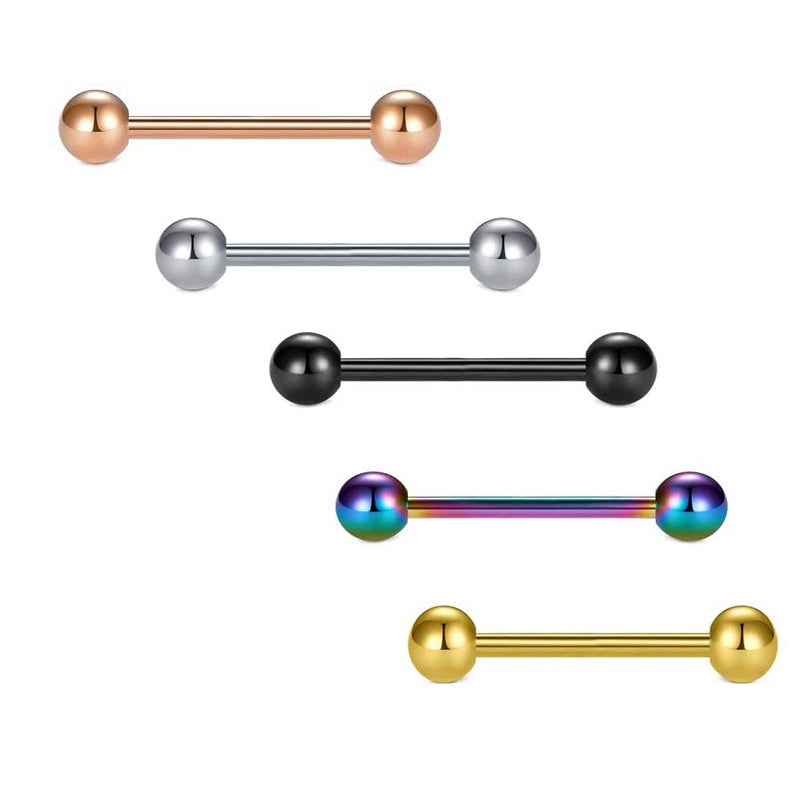 14 Gauge Tongue Rings Tongue Piercing Jewelry 10-25mm High polished balls Internal Thread