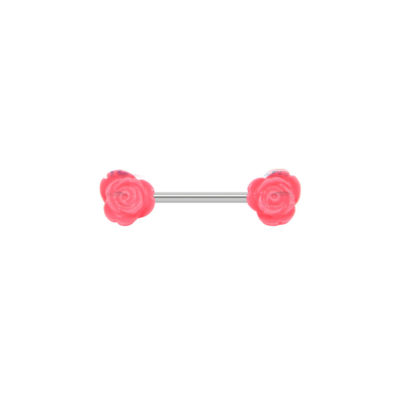 Pink rose shape 16mm Nipple barbell