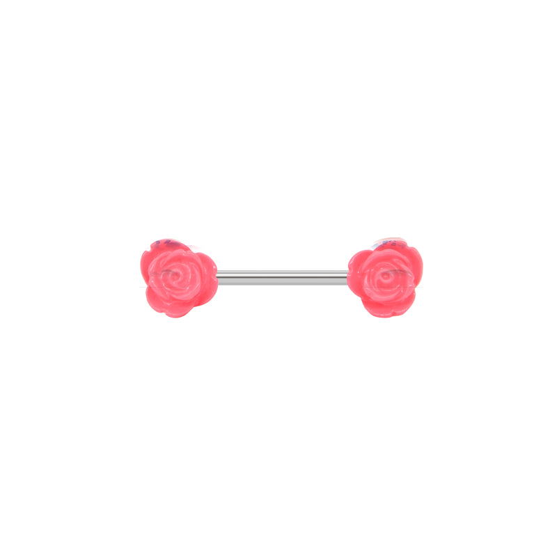 Pink rose shape 16mm Nipple barbell