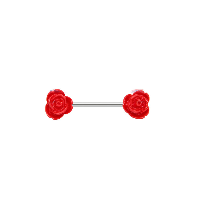 Red rose shape 16mm Nipple barbell