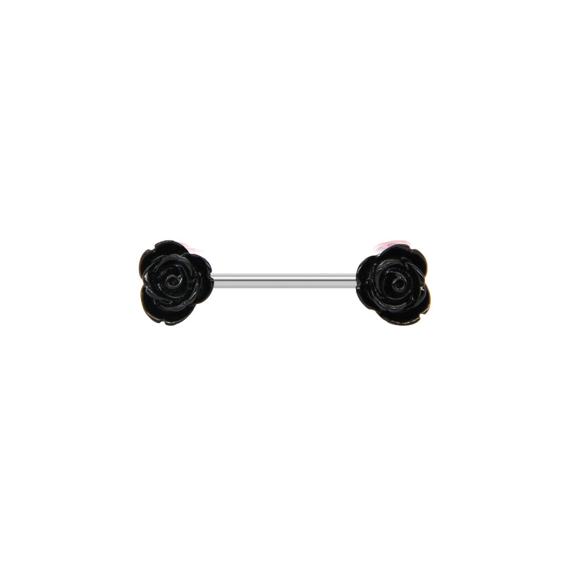 Black rose shape 16mm Nipple barbell