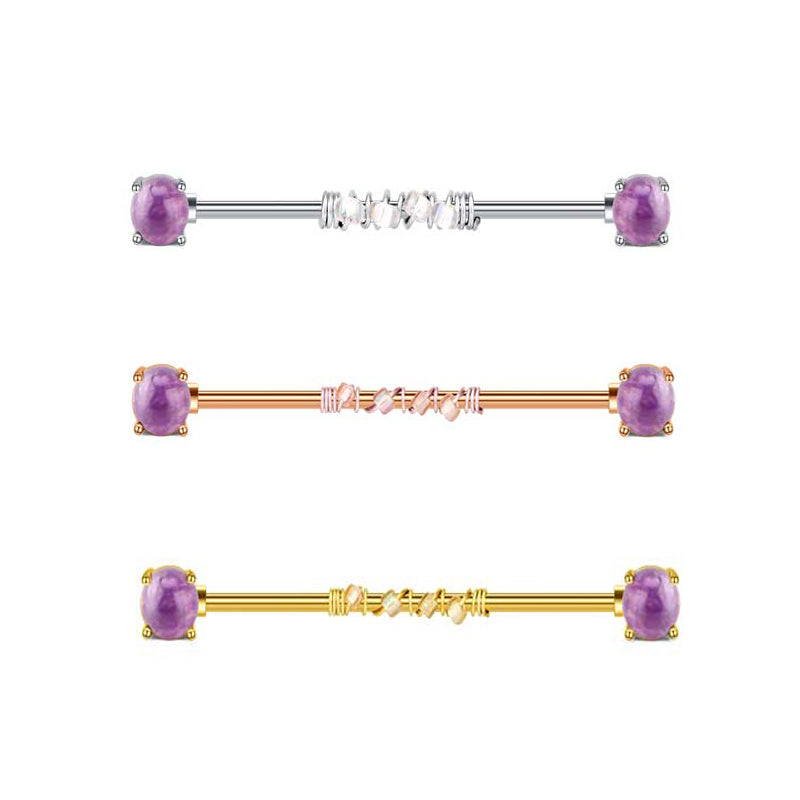 Barbells Ring Surgical Steel Industrial Barbell 38mm 14g External Thread Piercing for women men Crystal