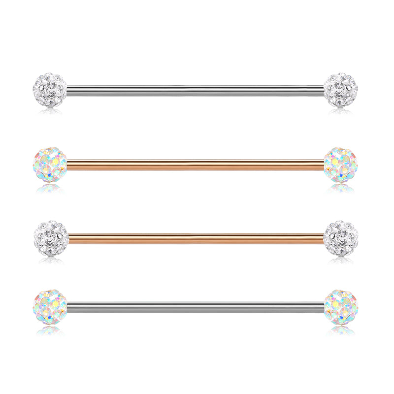 316 Stainless Steel Industrial Barbell Piercing 14G for women men Long Industrial Clay balls 38mm