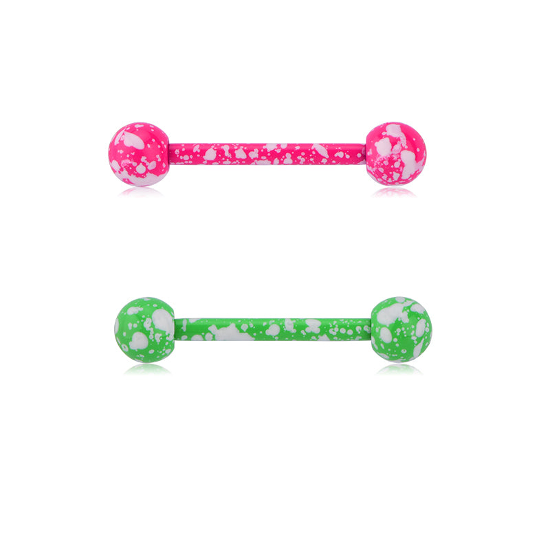 Surgical Steel Tongue Rings Straight Barbells Surgical Steel Tongue Piercing Jewelry 14mm External Thread