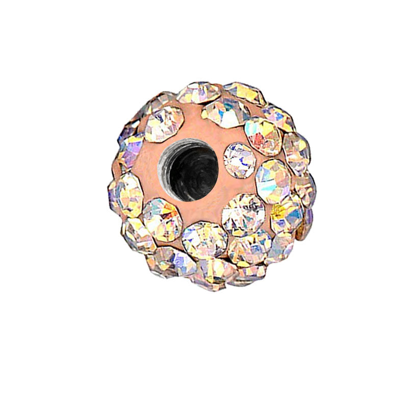 Crystal Ball Piercing 14G Rose Gold & AB CZ 5mm