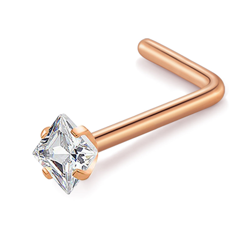 Rose Gold Nose Rings L Shape