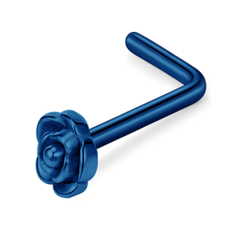 Blue Flower Nose Rings