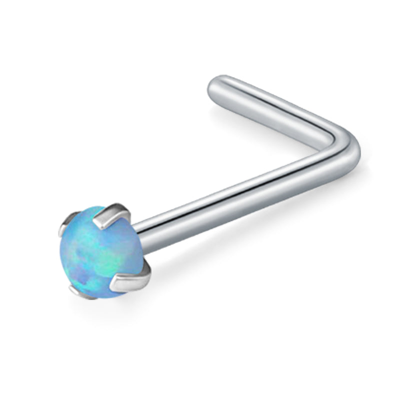 Light Blue Opal Top Nose Rings