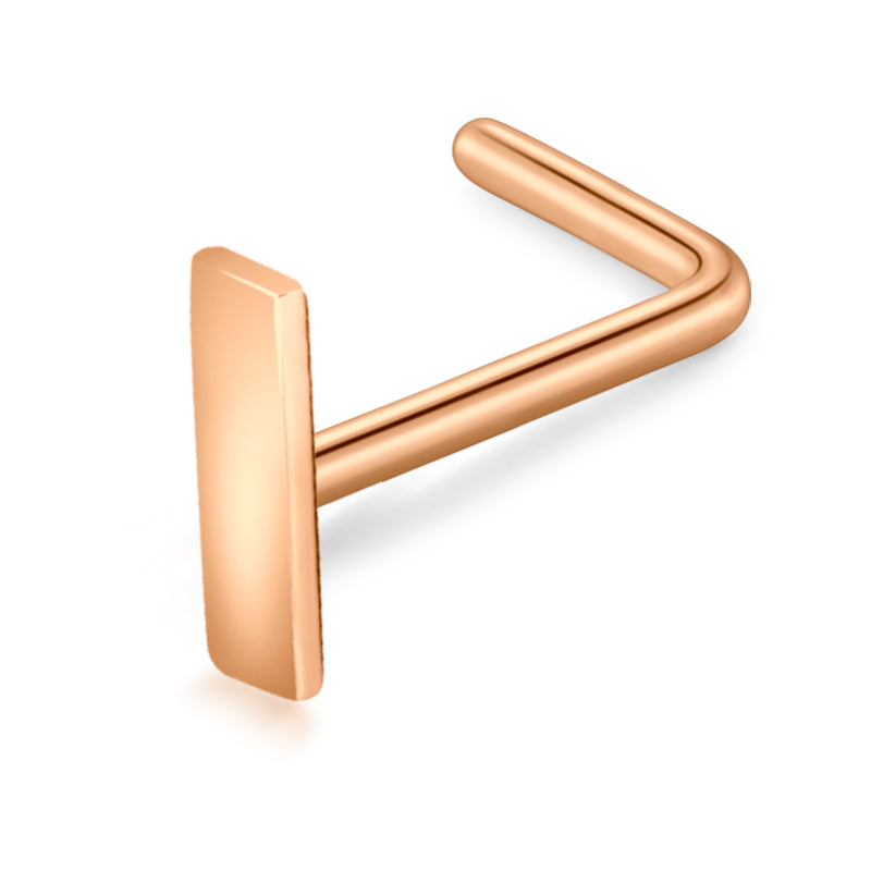 Rose Gold Rectangle Top Nose Stud