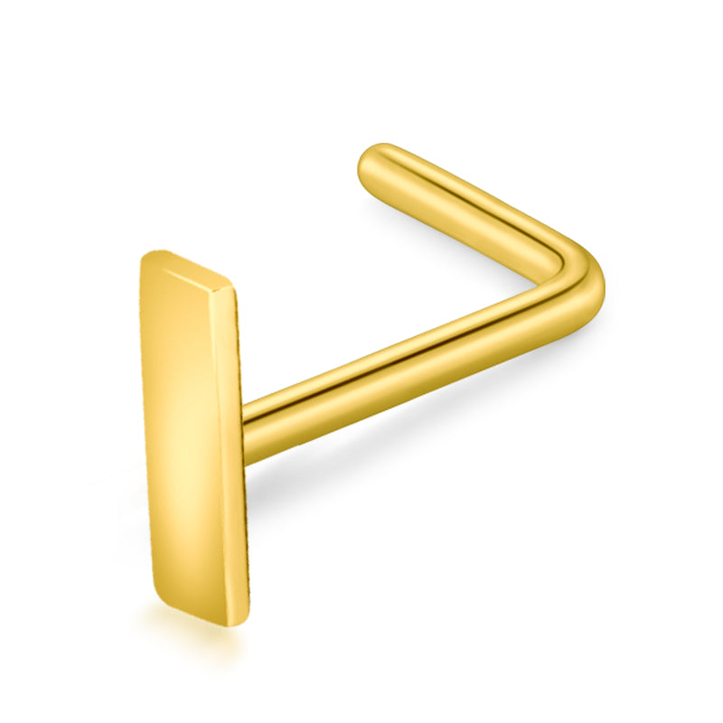 Gold Rectangle Top Nose Stud