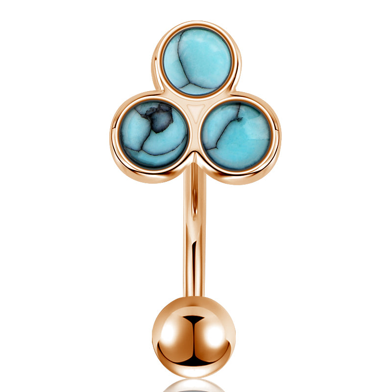 16G Three Blue Turquoise Rook Earring