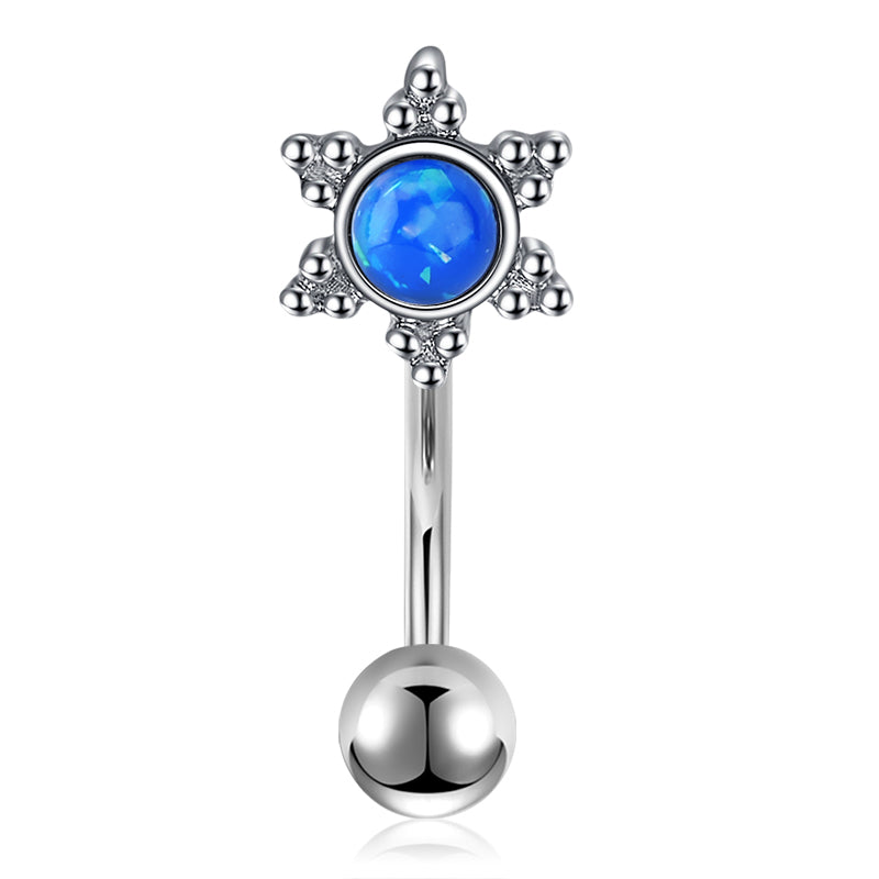 16G Blue Sunflower Opal Rook Earring