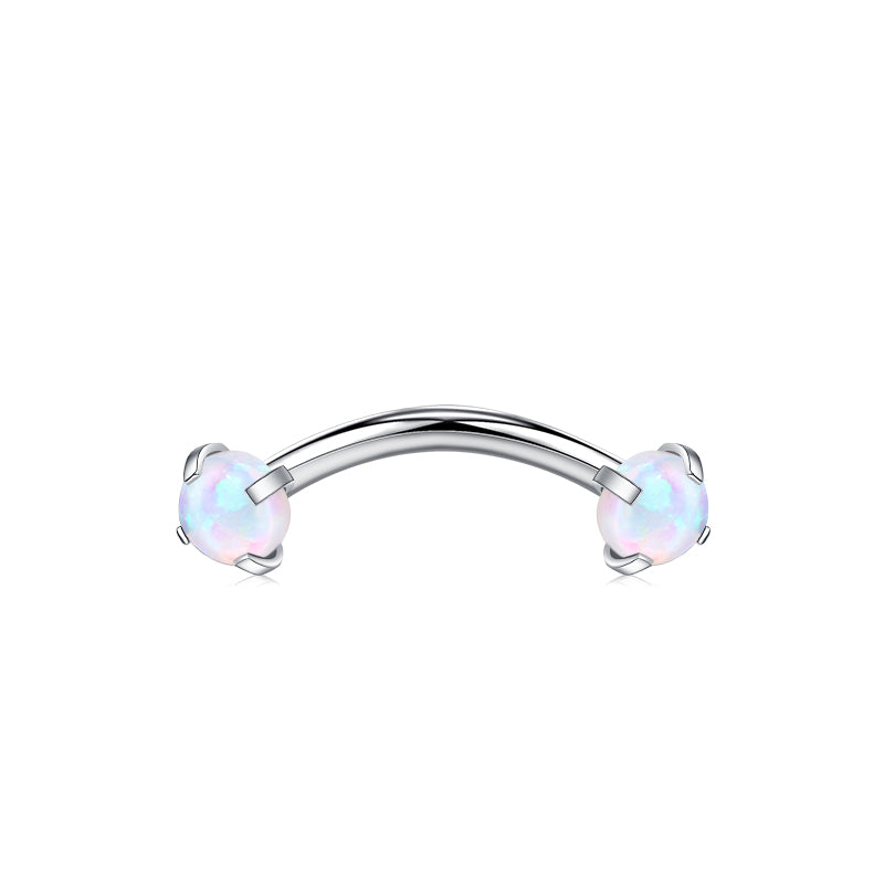Silver 8MM Bar Length White Opal Ball