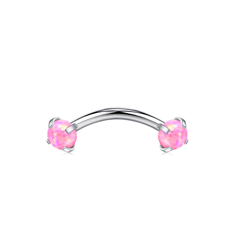 Silver 8MM Bar Length Pink Opal Ball