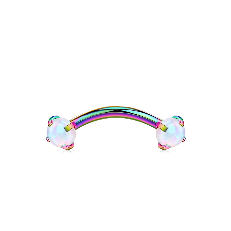 Rainbow 8MM Bar Length White Opal Ball