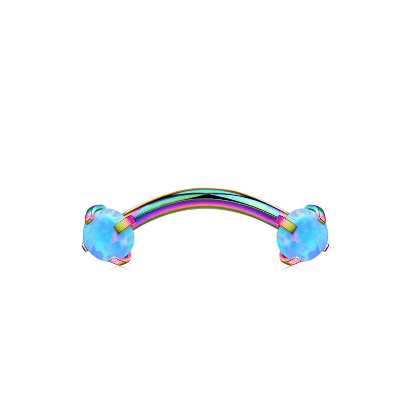 Rainbow 8MM Bar Length Dark Blue Opal Ball#1