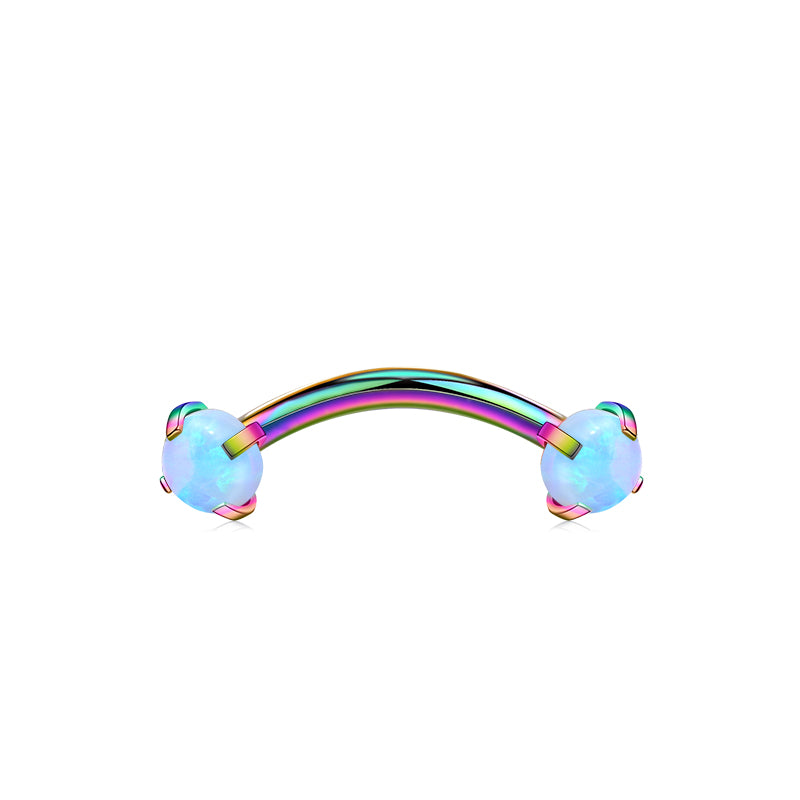 Rainbow 10MM Bar Length Blue Opal Ball