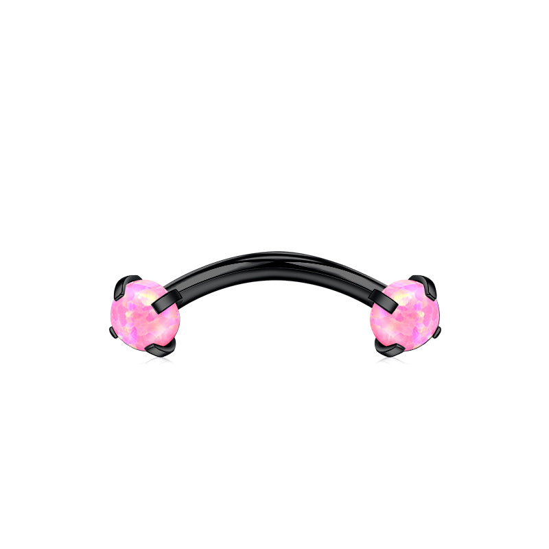 Black 8MM Bar Length Pink Opal Ball