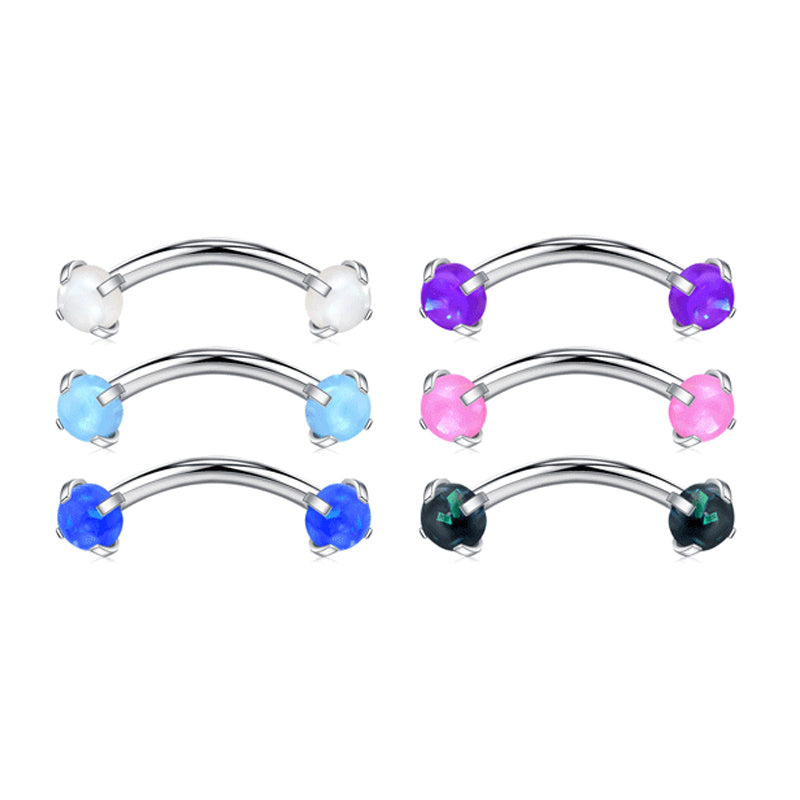 Curved Barbell 16G Opal Rook Eyebrow Piercing Jewelry Multi Color 1.2mm Curved Barbell 8mm 10mm