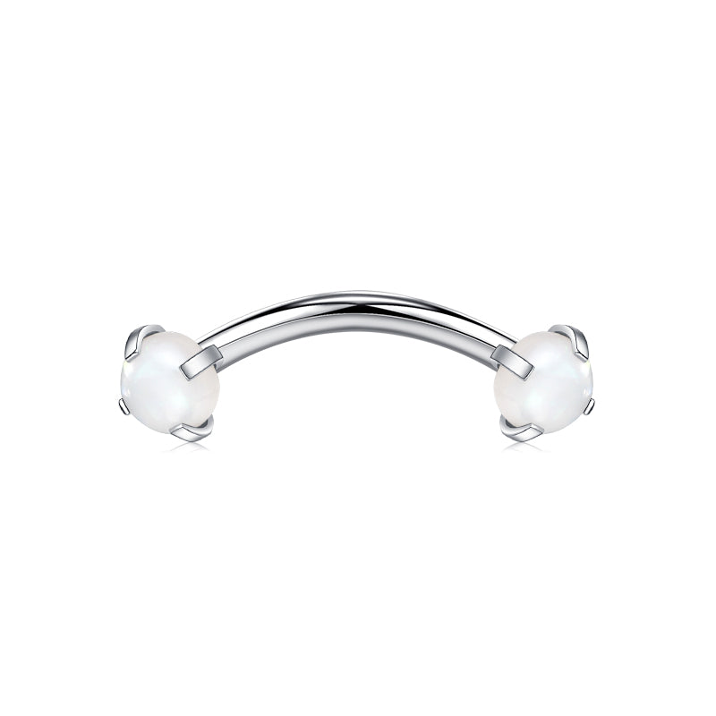 Rook Earrings 16G White Opal Ball